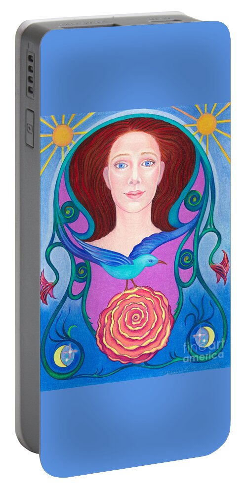 Spiritual Portable Battery Charger featuring the drawing Spirit Guide Mary by Debra Hitchcock