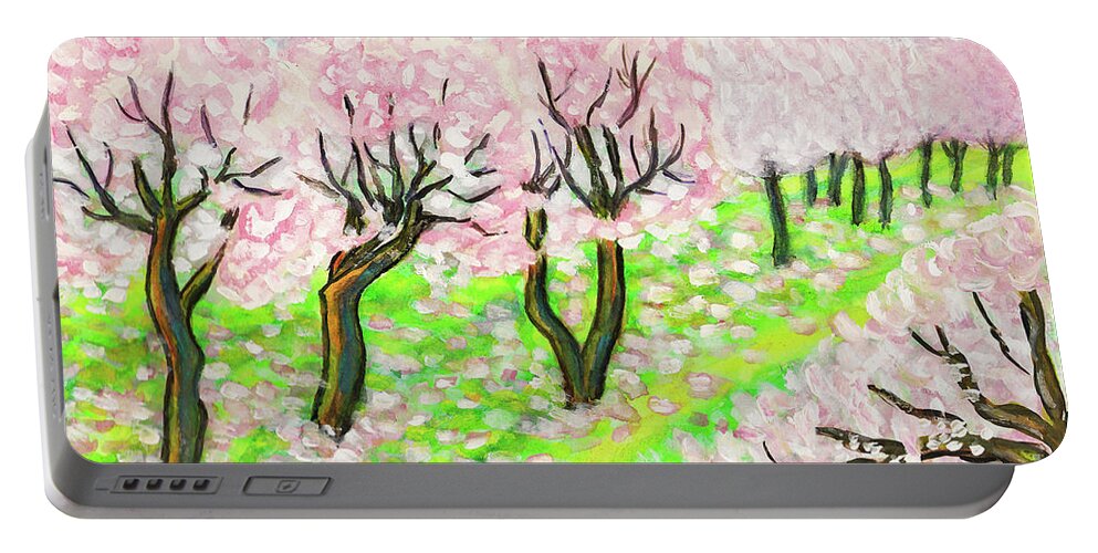Art Portable Battery Charger featuring the painting Spring garden, painting #2 by Irina Afonskaya