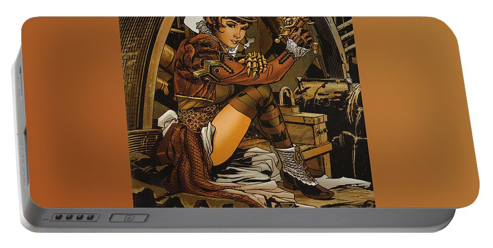Steampunk Portable Battery Charger featuring the digital art Steampunk #2 by Super Lovely