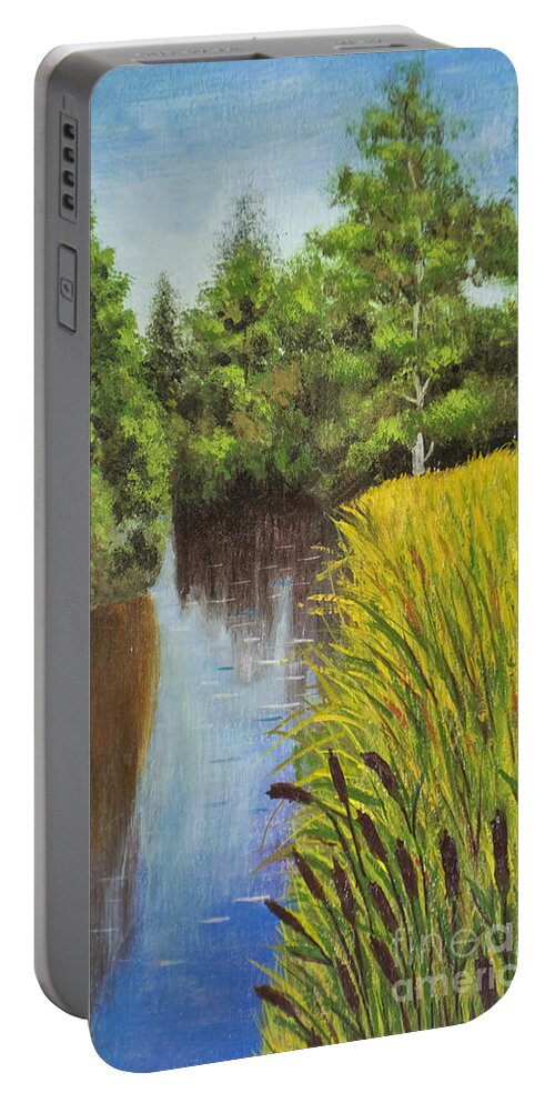 Art Portable Battery Charger featuring the painting Summer landscape, painting #2 by Irina Afonskaya