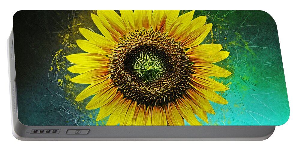 Sunflower Portable Battery Charger featuring the mixed media Sunflower #2 by Ian Mitchell