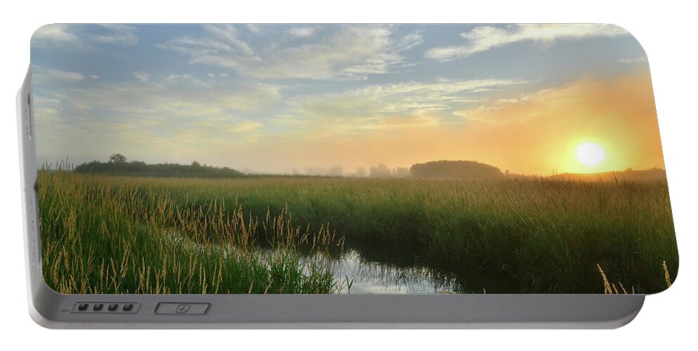 Illinois Portable Battery Charger featuring the photograph Sunrise at Glacial Park #2 by Ray Mathis
