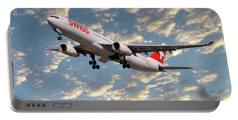 Swiss Portable Battery Charger featuring the photograph Swiss Airbus A330-343 by Smart Aviation