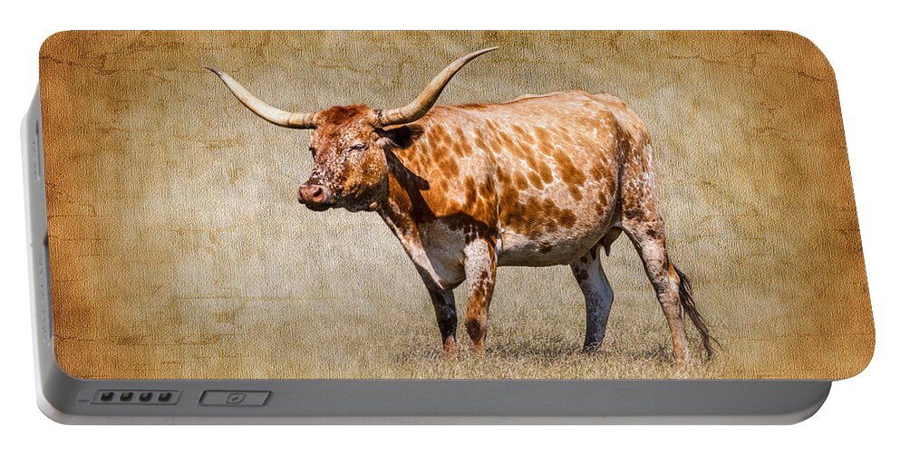 Animal Portable Battery Charger featuring the photograph Texas Longhorn #3 by Doug Long