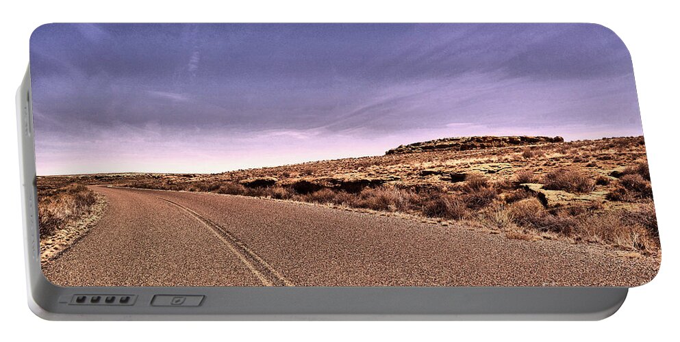 Road Portable Battery Charger featuring the photograph That long long road #2 by Jeff Swan