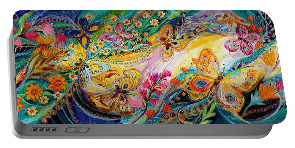 Modern Jewish Art Portable Battery Charger featuring the painting The dance of butterflies #2 by Elena Kotliarker