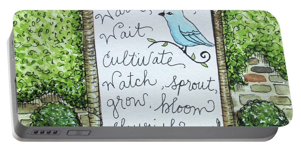 Garden Portable Battery Charger featuring the painting The Garden #1 by Elizabeth Robinette Tyndall