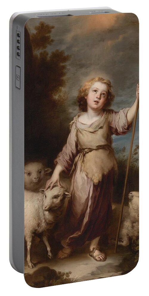 Bartolome Esteban Murillo The Good Shepherd Portable Battery Charger featuring the painting The Good Shepherd by MotionAge Designs