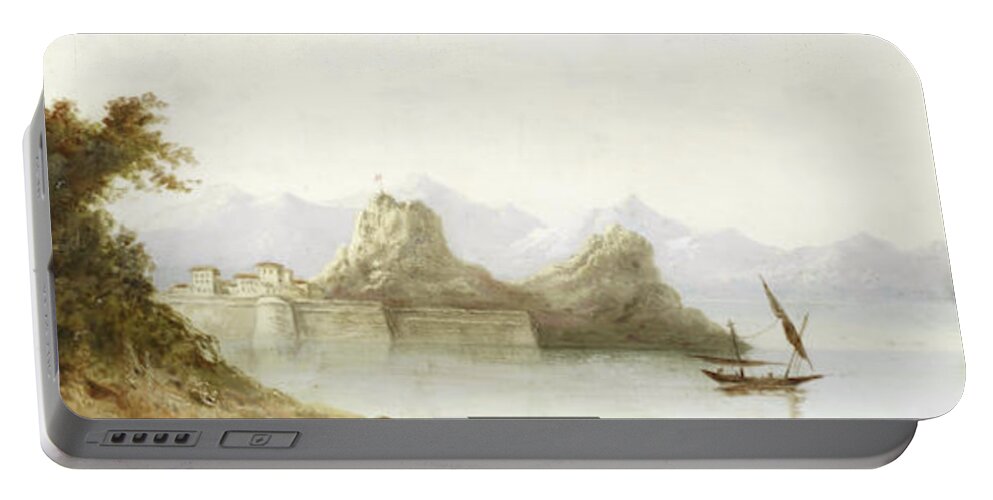 English School 19th Century The Old Fortress Of Corfu Portable Battery Charger featuring the painting The Old Fortress of Corfu by MotionAge Designs