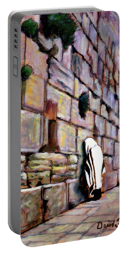 The Wailing Wall Portable Battery Charger featuring the painting The Power of One #2 by David Zimmerman