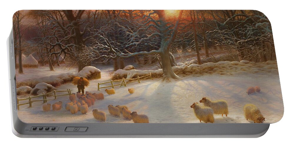 Shepherd Portable Battery Charger featuring the painting The Shortening Winters Day Is Near A Close #2 by Joseph Farquharson