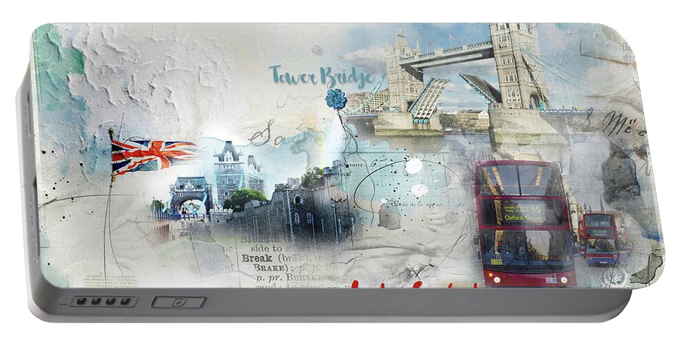 Londonart Portable Battery Charger featuring the digital art Tower Bridge #4 by Nicky Jameson