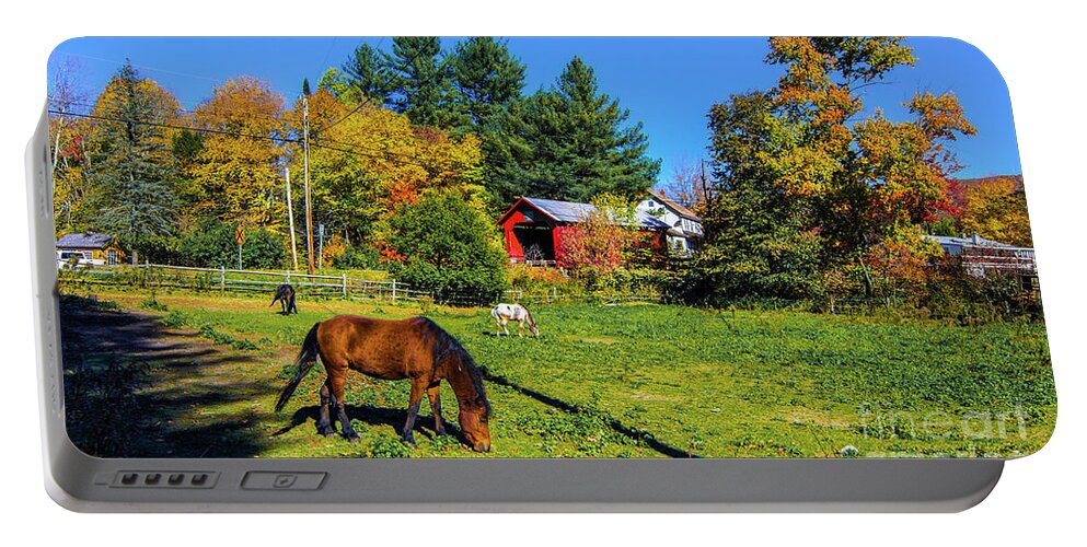 Upper Cox Brook Covered Bridge Portable Battery Charger featuring the photograph Upper Cox Brook Covered Bridge #2 by Scenic Vermont Photography