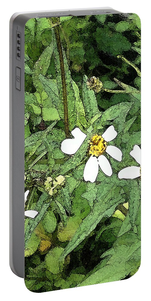 Wild Portable Battery Charger featuring the painting Wild Flowers by George Pedro