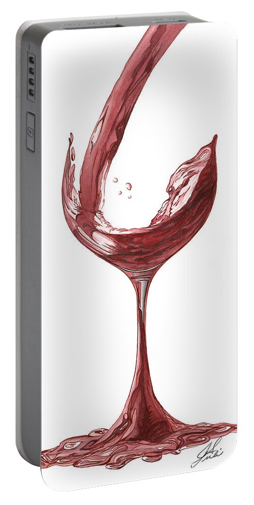 Red Wine Portable Battery Charger featuring the painting Red Wine Pouring by Julie Senf