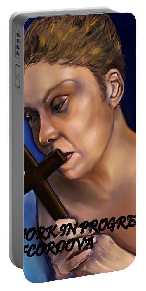 Woman Portable Battery Charger featuring the painting Work in Progress #2 by Carmen Cordova