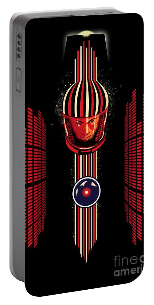 Space Portable Battery Charger featuring the painting 2001 Spaceman by Sassan Filsoof