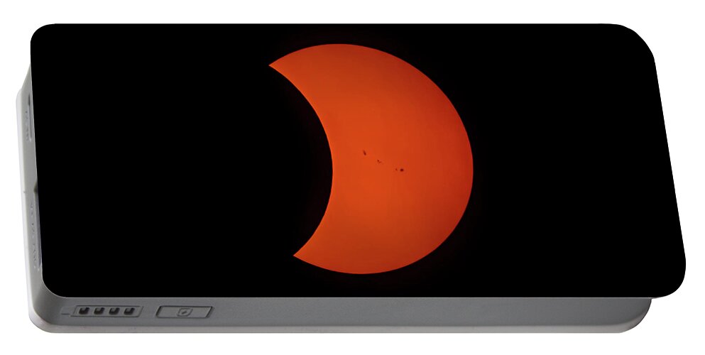 Terry D Photography Portable Battery Charger featuring the photograph 2017 Partial Solar Eclipse from New Jersey at 329 by Terry DeLuco