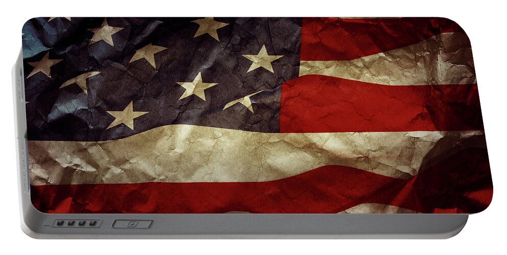 American Flag Portable Battery Charger featuring the photograph American flag No.132 by Les Cunliffe