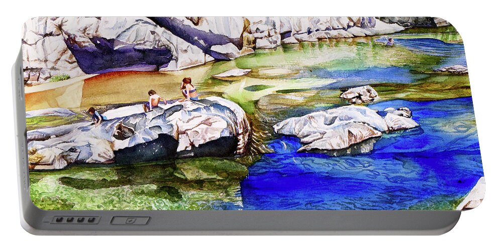 River Portable Battery Charger featuring the painting #211 South Yuba River #211 by William Lum