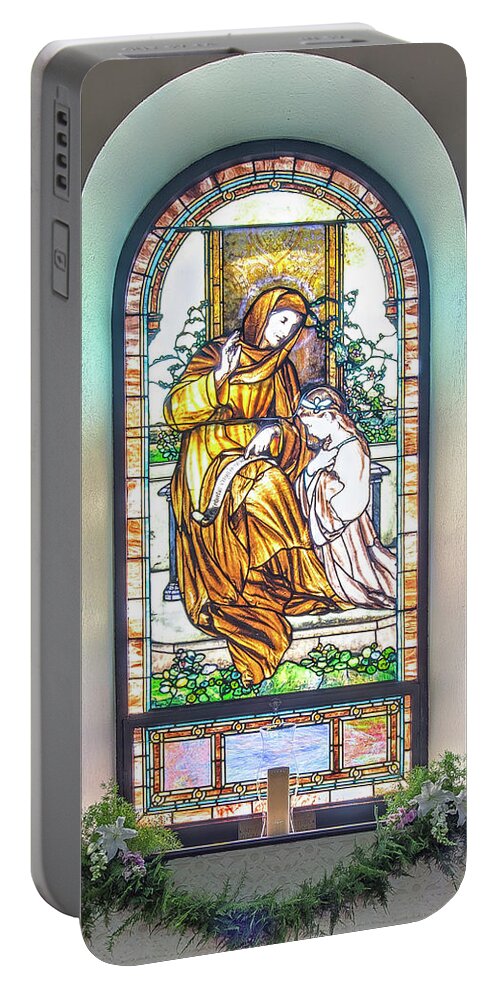 Jody Eric Finals Portable Battery Charger featuring the digital art Saint Anne's Windows #22 by Jim Proctor