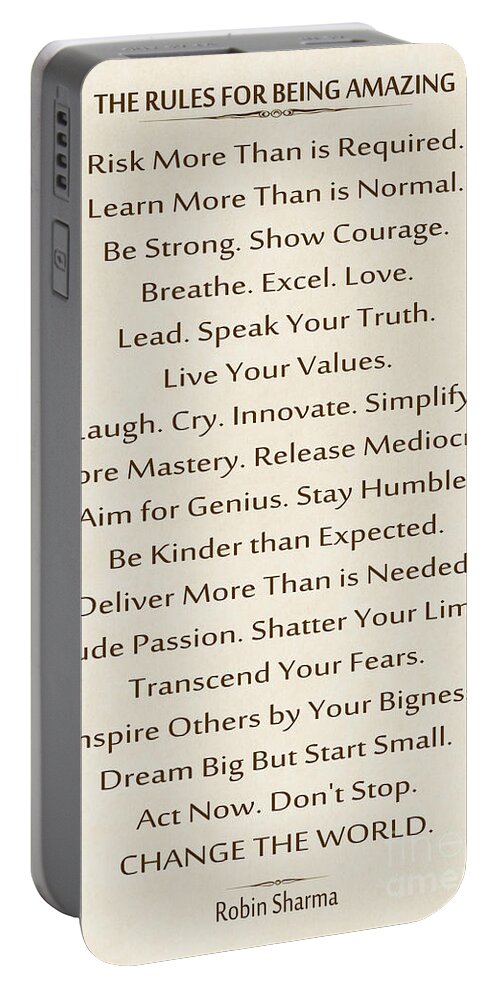 Inspirational Quotes Portable Battery Charger featuring the photograph 234- Rules For Being Amazing by Joseph Keane