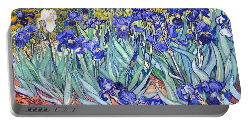 Van Gogh Portable Battery Charger featuring the painting Irises by Vincent Van Gogh