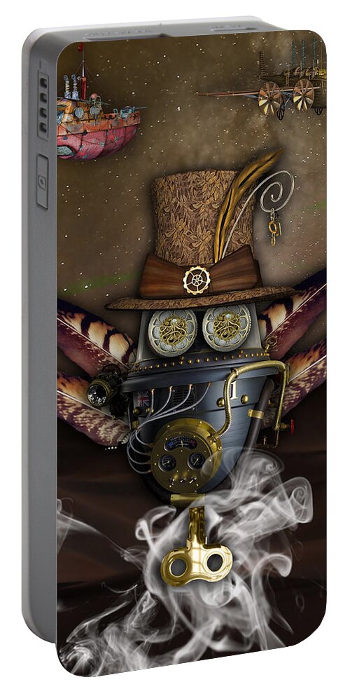 Steampunk Portable Battery Charger featuring the mixed media Steampunk Art #24 by Marvin Blaine