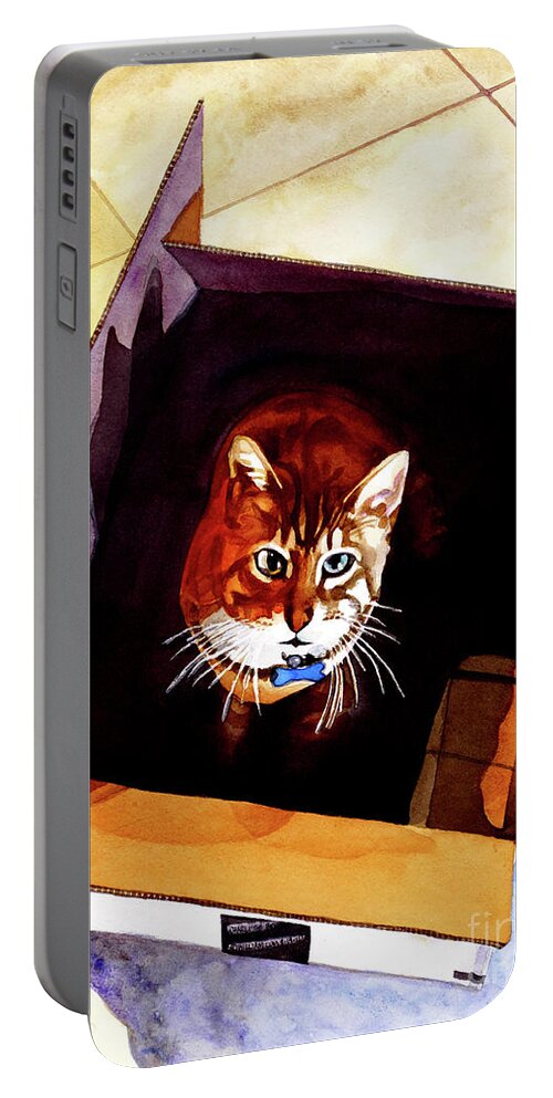 Cat Portable Battery Charger featuring the painting #260 Cat In The Box #260 by William Lum
