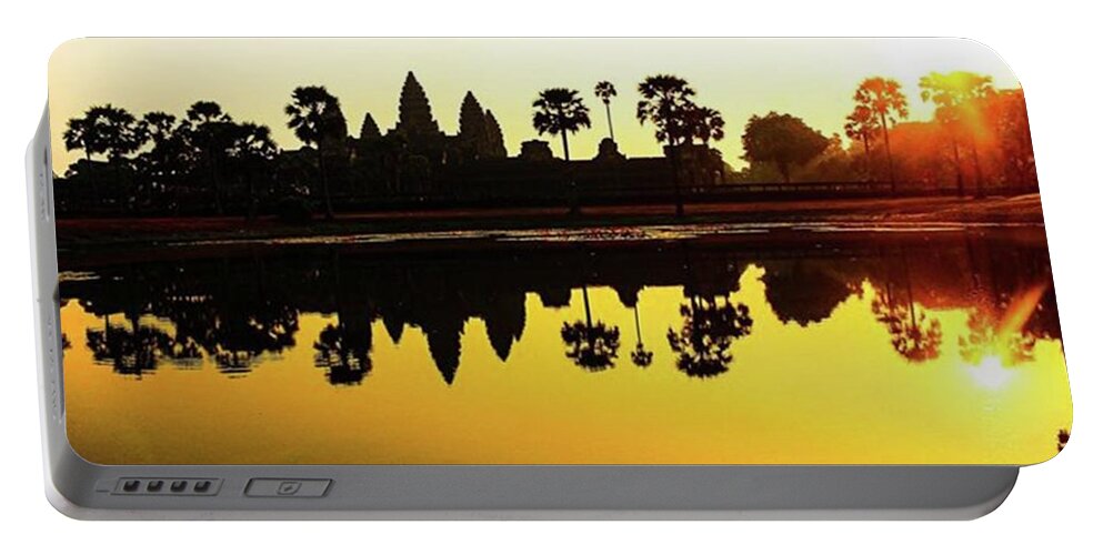 Cambodia Portable Battery Charger featuring the photograph Ankor Wat Sunrise by Mizuki Saito