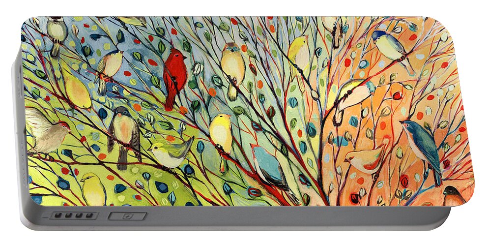 Bird Portable Battery Charger featuring the painting 27 Birds by Jennifer Lommers