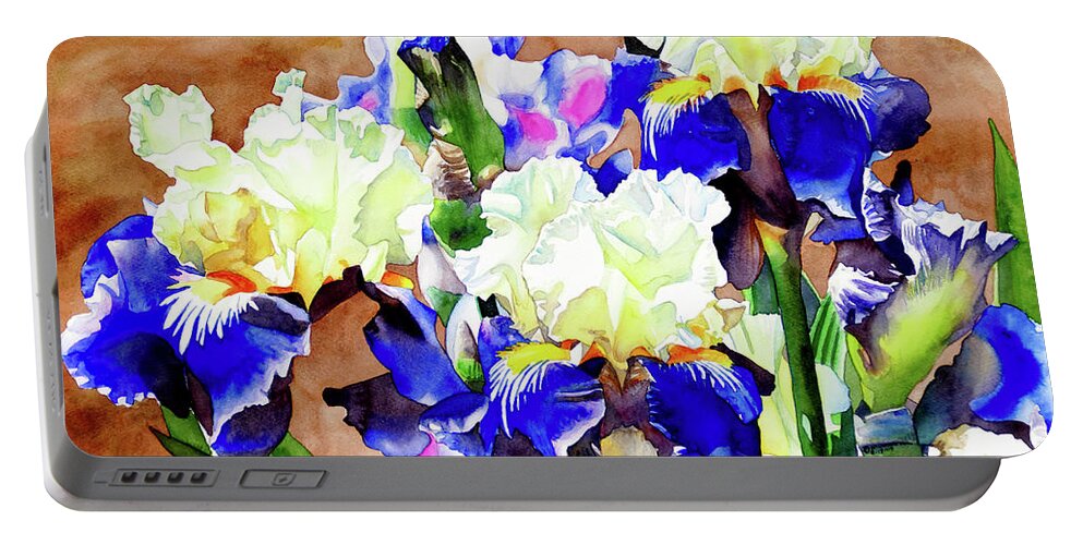 Iris Portable Battery Charger featuring the painting #292 Horton Iris 2 #292 by William Lum