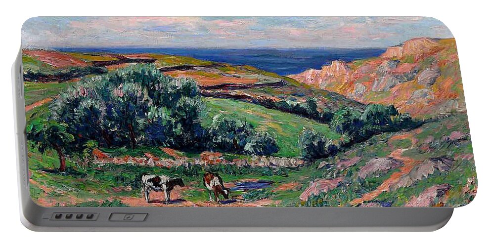 A Valley In Sadaine Portable Battery Charger featuring the painting A Valley in Sadaine by Henri Moret