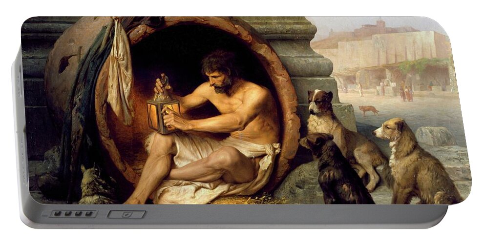 Jean Leon Gerome Portable Battery Charger featuring the painting Diogenes #2 by Jean Leon Gerome