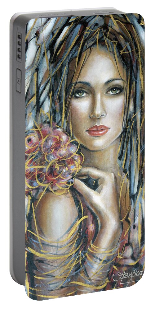 Woman Portable Battery Charger featuring the painting Drama Queen 301109 #3 by Selena Boron