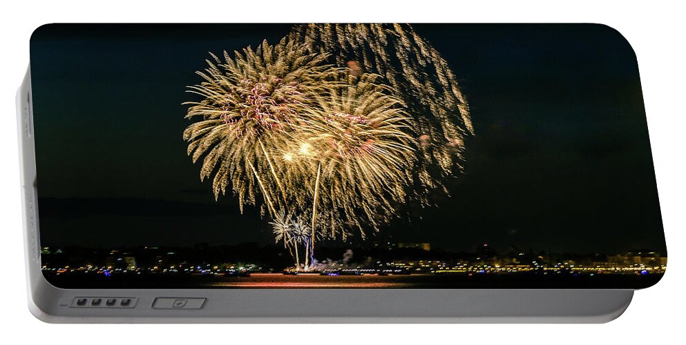 Anniversary Portable Battery Charger featuring the photograph Fireworks #3 by SAURAVphoto Online Store