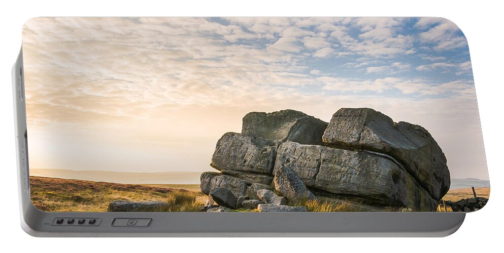 Airedale Portable Battery Charger featuring the photograph Hitching Stone #3 by Mariusz Talarek