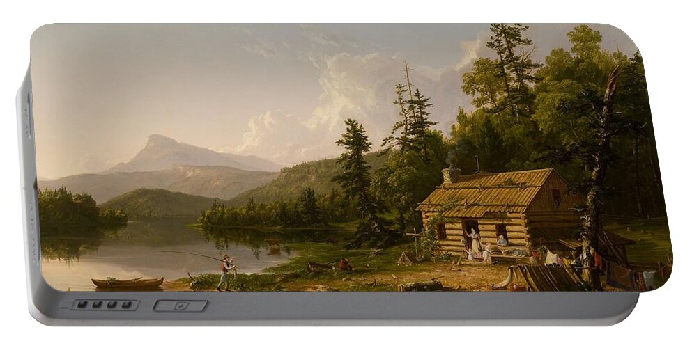 Home In The Woods Portable Battery Charger featuring the painting Home in the Woods #3 by Thomas Cole