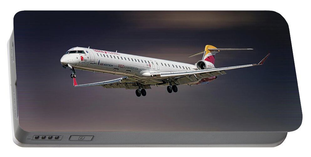 Iberia Portable Battery Charger featuring the mixed media Iberia Regional Bombardier CRJ-1000 #3 by Smart Aviation