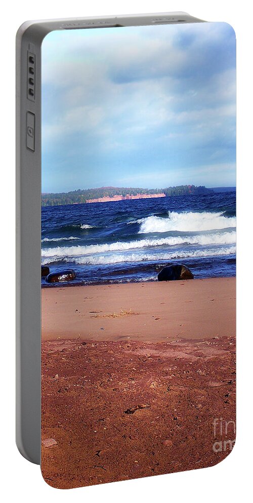 Photography Portable Battery Charger featuring the photograph Lake Superior Shoreline #4 by Phil Perkins