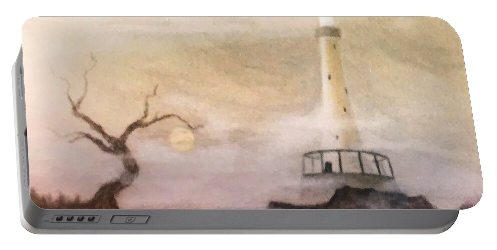 Pastel Portable Battery Charger featuring the pastel Lighthouse #3 by Teresa Ascone
