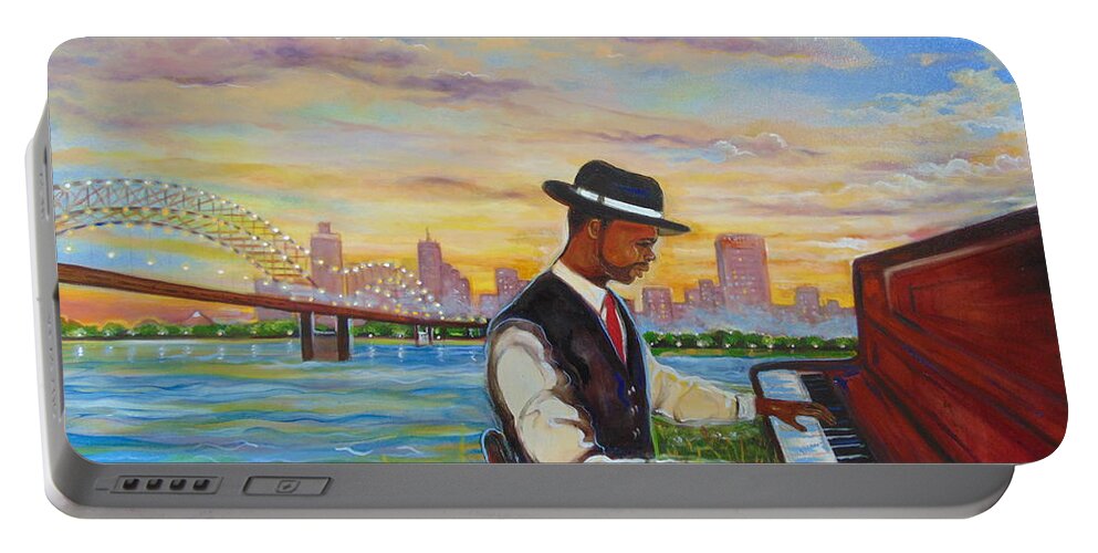 Memphis Art Portable Battery Charger featuring the painting Memphis #1 by Emery Franklin