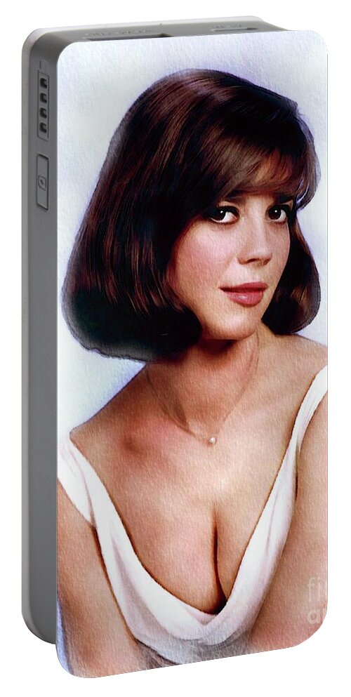 Natalie Portable Battery Charger featuring the painting Natalie Wood, Vintage Actress #3 by Esoterica Art Agency
