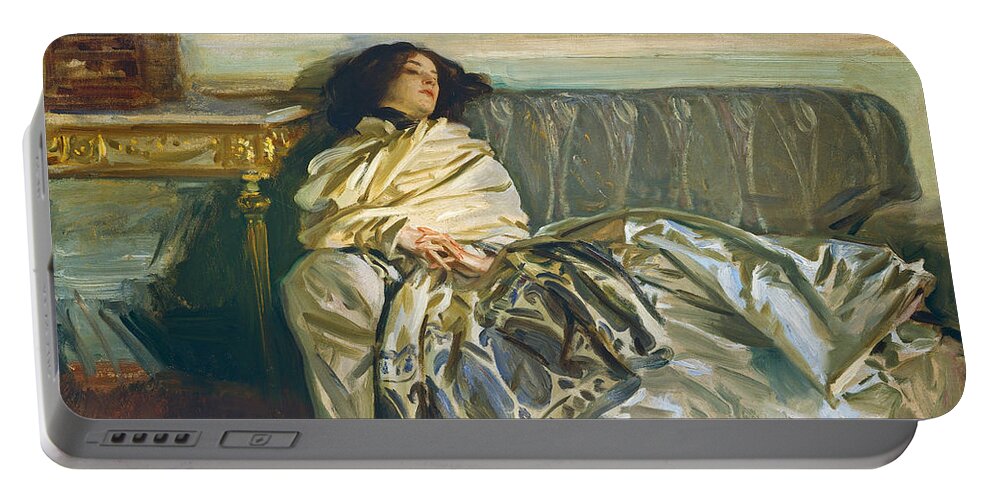 John Singer Sargent Portable Battery Charger featuring the painting Nonchaloir. Repose by John Singer Sargent