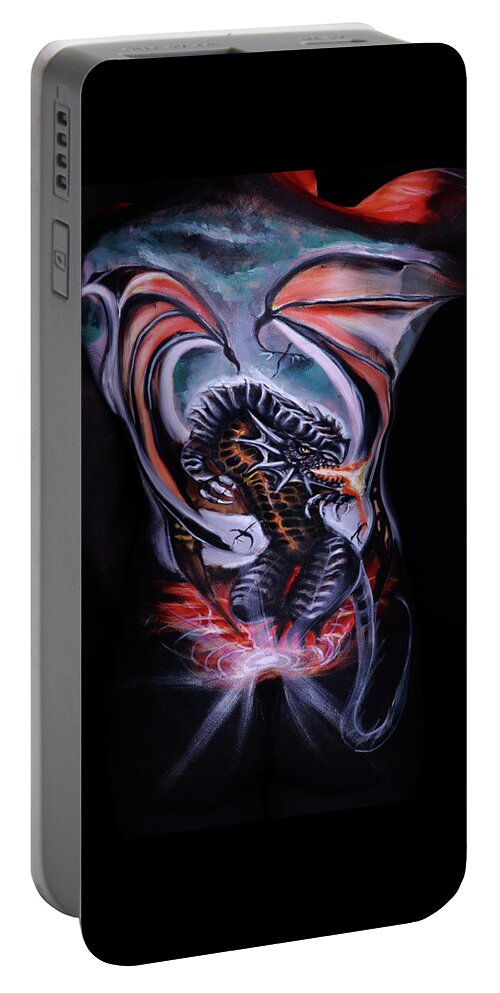 Dragon Portable Battery Charger featuring the photograph Painful Release #4 by Angela Rene Roberts and Cully Firmin