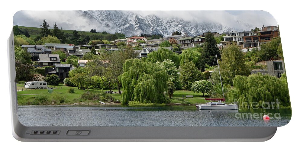 Queenstown Portable Battery Charger featuring the photograph Queenstown New Zealand. Remarkable ranges and lake Wakatipu. #3 by Yurix Sardinelly