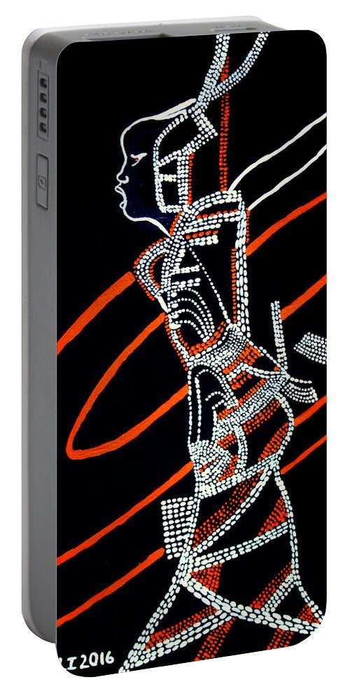 Jesus Portable Battery Charger featuring the painting South Sudanese Lady #3 by Gloria Ssali