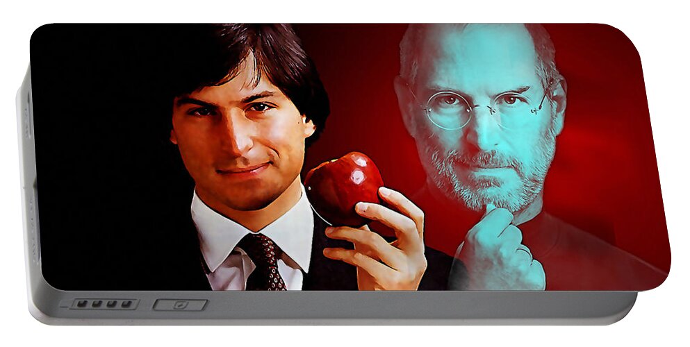 Apple Photographs Portable Battery Charger featuring the mixed media Steve Jobs #3 by Marvin Blaine
