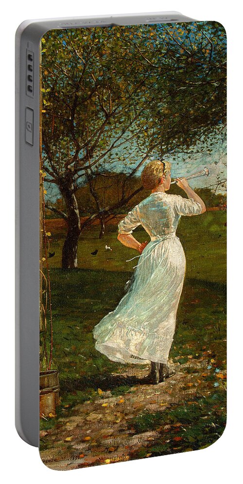 Winslow Homer Portable Battery Charger featuring the painting The Dinner Horn #3 by Winslow Homer