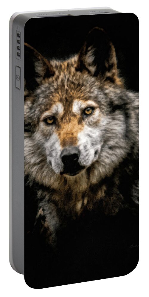 Wolf Portable Battery Charger featuring the digital art The Wolf #3 by Ernest Echols